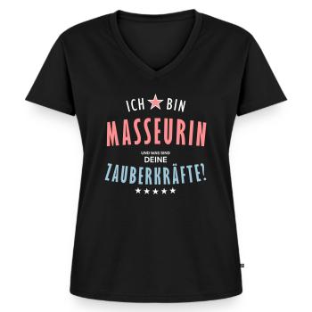 Masseurin Beruf - Geschenk - Frauen Premium Bio T-Shirt mit V-Ausschnitt - Schwarz - Vorne - AI Model Female 172 light (172cm)