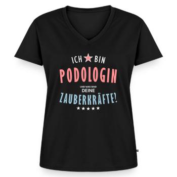 Podologin Beruf - Geschenk - Frauen Premium Bio T-Shirt mit V-Ausschnitt - Schwarz - Vorne - AI Model Female 172 light (172cm)