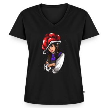 Schwarzwald Bollenhut Black Forest - Frauen Premium Bio T-Shirt mit V-Ausschnitt - Schwarz - Vorne - AI Model Female 172 light (172cm)