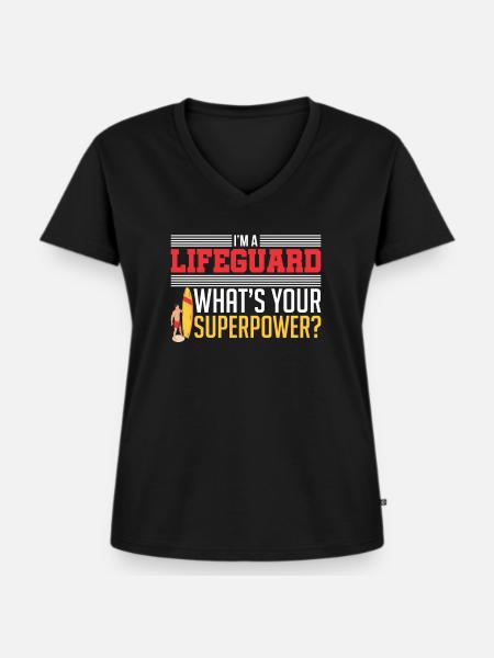 Lifeguard Swimmer - Frauen Premium Bio T-Shirt mit V-Ausschnitt - Schwarz