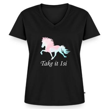 Islandpferd - Frauen Premium Bio T-Shirt mit V-Ausschnitt - Schwarz - Vorne - AI Model Female 172 light (172cm)