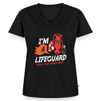 Lifeguard Swimmer - Frauen Premium Bio T-Shirt mit V-Ausschnitt - Schwarz - Vorne - AI Model Female 172 light (172cm)