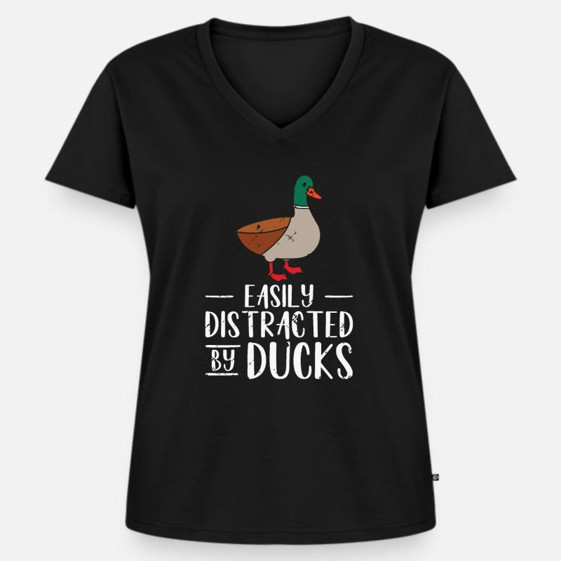 Easily Distracted By Ducks Duck Rubber Duck - Women's Premium Organic V-neck T-shirt - black
