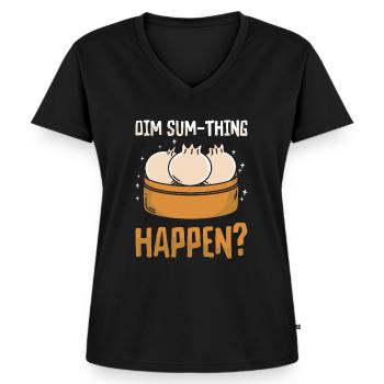 Dim Sums Cuisine asiatique Foodie - T-shirt encolure en V Premium bio Femme - noir - Devant - AI Model Female 172 light (172cm)