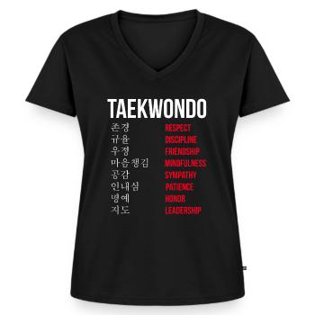 TKD Korean Martial Arts Tae Kwon - Frauen Premium Bio T-Shirt mit V-Ausschnitt - Schwarz - Vorne - AI Model Female 172 light (172cm)