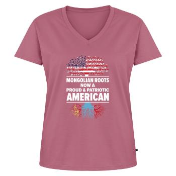 Born Mongolian Mongolia American USA Citizenship - Women's Premium Organic V-neck T-shirt - mauve - Front - AI Model Female 172 dark (172cm)