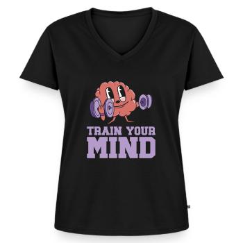 Sensibilisation à la maladie d’Alzheimer Santé mentale du cerveau - T-shirt encolure en V Premium bio Femme - noir - Devant - AI Model Female 172 light (172cm)