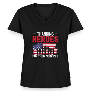 USA Independence Military Heroes Soldier Freedom - Women's Premium Organic V-neck T-shirt - black - Front - AI Model Female 172 light (172cm)