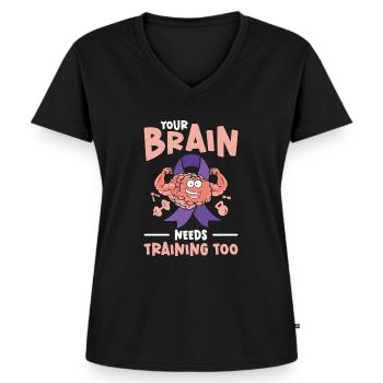 Sensibilisation à la maladie d’Alzheimer Santé mentale du cerveau - T-shirt encolure en V Premium bio Femme - noir - Devant - AI Model Female 172 light (172cm)