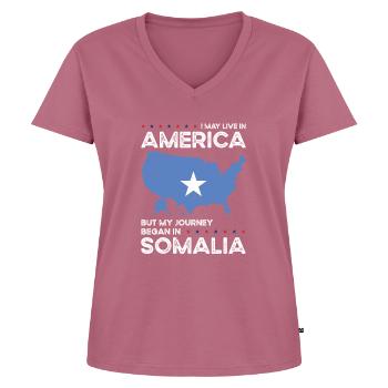Somali Amerikanischer Patriot USA Gewachsen - Frauen Premium Bio T-Shirt mit V-Ausschnitt - Mauve - Vorne - AI Model Female 172 dark (172cm)