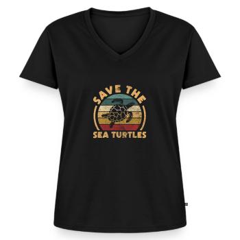 Tortue - T-shirt encolure en V Premium bio Femme - noir - Devant - AI Model Female 172 light (172cm)