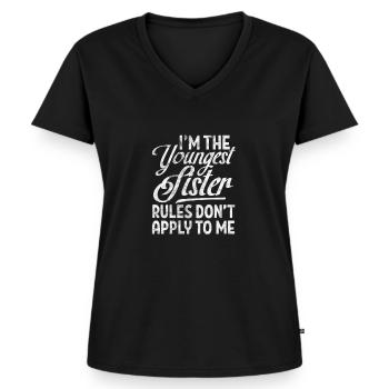 Schwester Bruder Geschwister Familie Geschenk - Frauen Premium Bio T-Shirt mit V-Ausschnitt - Schwarz - Vorne - AI Model Female 172 light (172cm)