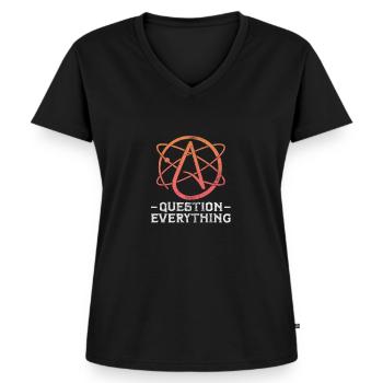 Ateistisk ateism Anti Religion Gud Gåva - Ekologisk premium-T-shirt med V-ringning dam - svart - Fram - AI Model Female 172 light (172cm)