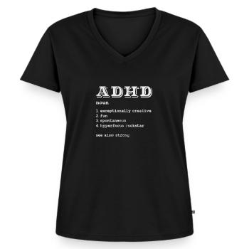 Adhd - Vrouwen Premium Bio T-shirt met V-hals - zwart - Voor - AI Model Female 172 light (172cm)