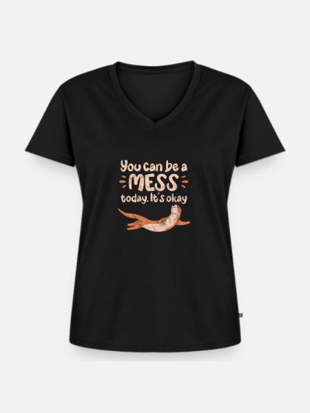 Otter - Frauen Premium Bio T-Shirt mit V-Ausschnitt - Schwarz