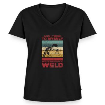Schmied - Frauen Premium Bio T-Shirt mit V-Ausschnitt - Schwarz - Vorne - AI Model Female 172 light (172cm)
