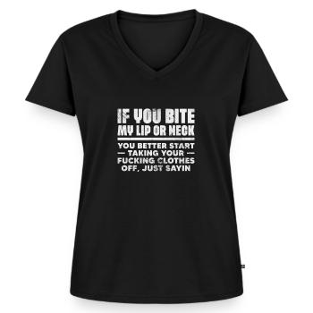 Sadomaso - Frauen Premium Bio T-Shirt mit V-Ausschnitt - Schwarz - Vorne - AI Model Female 172 light (172cm)
