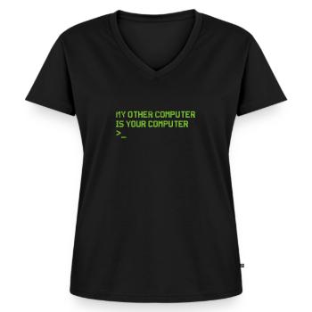Hacker - Frauen Premium Bio T-Shirt mit V-Ausschnitt - Schwarz - Vorne - AI Model Female 172 light (172cm)