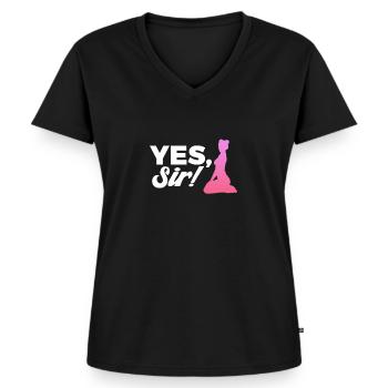 Sadomaso BDSM Femdom SM Sado Maso Cadeau - T-shirt encolure en V Premium bio Femme - noir - Devant - AI Model Female 172 light (172cm)