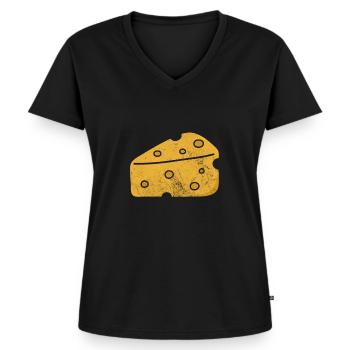 Fromage - T-shirt encolure en V Premium bio Femme - noir - Devant - AI Model Female 172 light (172cm)