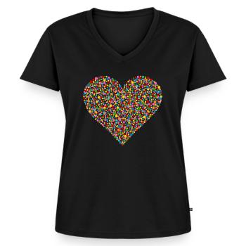 Konfetti Herz - Frauen Premium Bio T-Shirt mit V-Ausschnitt - Schwarz - Vorne - AI Model Female 172 light (172cm)