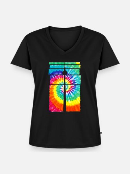 Berlin Souvenir Fernsehturm - Frauen Premium Bio T-Shirt mit V-Ausschnitt - Schwarz