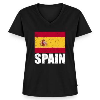 Drapeau de l’Espagne - T-shirt encolure en V Premium bio Femme - noir - Devant - AI Model Female 172 light (172cm)