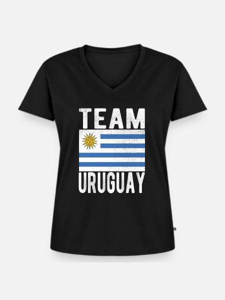 Uruguay Fahne - Frauen Premium Bio T-Shirt mit V-Ausschnitt - Schwarz