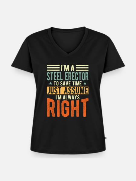 Acier - T-shirt encolure en V Premium bio Femme - noir