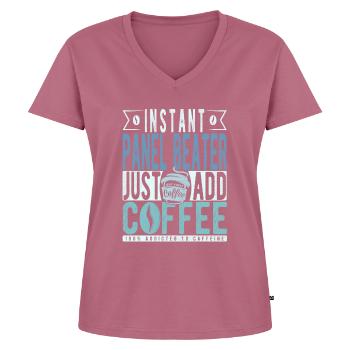 Panelschläger Kaffee Spruch - Frauen Premium Bio T-Shirt mit V-Ausschnitt - Mauve - Vorne - AI Model Female 172 dark (172cm)
