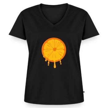 Kirschen - Frauen Premium Bio T-Shirt mit V-Ausschnitt - Schwarz - Vorne - AI Model Female 172 light (172cm)