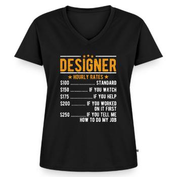 Designer Stundenlohn - Frauen Premium Bio T-Shirt mit V-Ausschnitt - Schwarz - Vorne - AI Model Female 172 light (172cm)