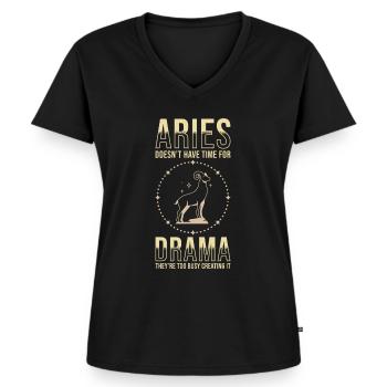Widder Sternzeichen Astrologie Horoskop Widder - Frauen Premium Bio T-Shirt mit V-Ausschnitt - Schwarz - Vorne - AI Model Female 172 light (172cm)