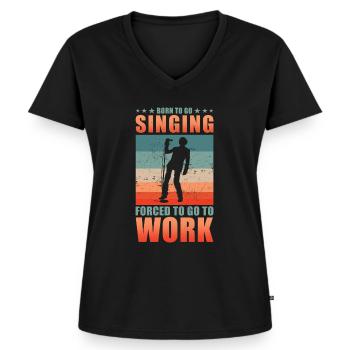 Chanteur né pour aller chanter - T-shirt encolure en V Premium bio Femme - noir - Devant - AI Model Female 172 light (172cm)