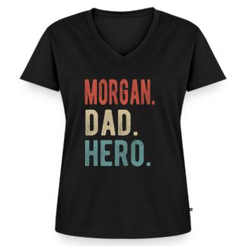 Morgan Dad Hero - Women's Premium Organic V-neck T-shirt - black - Front - AI Model Female 172 light (172cm)