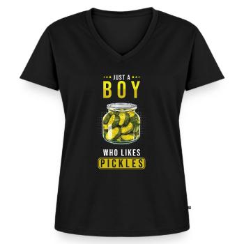Pickles Lover Pickled Cucumber Gift - Women's Premium Organic V-neck T-shirt - black - Front - AI Model Female 172 light (172cm)