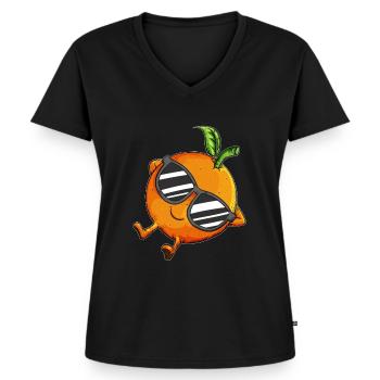Sunglasses Orange Cold Orange Juice Fruit - Women's Premium Organic V-neck T-shirt - black - Front - AI Model Female 172 light (172cm)