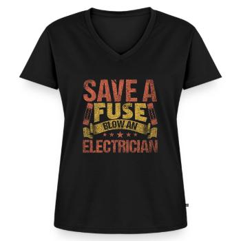 Sauver un fusible souffler un électricien Elektriker - T-shirt encolure en V Premium bio Femme - noir - Devant - AI Model Female 172 light (172cm)