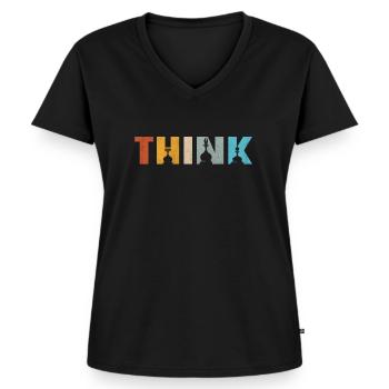 Think lustiges Schach - Frauen Premium Bio T-Shirt mit V-Ausschnitt - Schwarz - Vorne - AI Model Female 172 light (172cm)