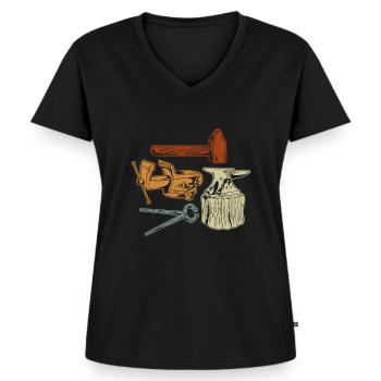 blacksmith forge anvil metal worker metal - Women's Premium Organic V-neck T-shirt - black - Front - AI Model Female 172 light (172cm)