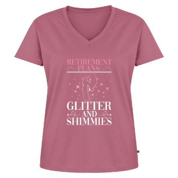 Retirement: Glitter And Shimmies Belly Dancer - Women's Premium Organic V-neck T-shirt - mauve - Front - AI Model Female 172 dark (172cm)