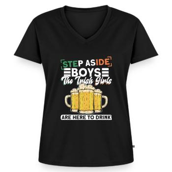 Ireland Irish Funny Saying St Patrick's Day - Women's Premium Organic V-neck T-shirt - black - Front - AI Model Female 172 light (172cm)