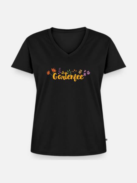 Gartenfee - Frauen Premium Bio T-Shirt mit V-Ausschnitt - Schwarz