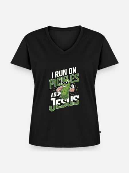 Gurke Jesus Glaube Christ - Frauen Premium Bio T-Shirt mit V-Ausschnitt - Schwarz