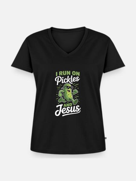 Gurke Jesus Glaube Christ - Frauen Premium Bio T-Shirt mit V-Ausschnitt - Schwarz