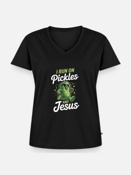 Gurke Jesus Glaube Christ - Frauen Premium Bio T-Shirt mit V-Ausschnitt - Schwarz