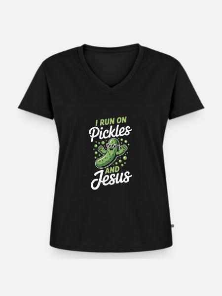 Gurke Jesus Glaube Christ - Frauen Premium Bio T-Shirt mit V-Ausschnitt - Schwarz