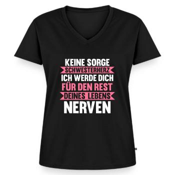 Geschwister Familie Schwestern Schwester - Frauen Premium Bio T-Shirt mit V-Ausschnitt - Schwarz - Vorne - AI Model Female 172 light (172cm)