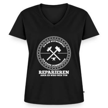 Hufbeschlagschmied Pferdeschmied Hufschmied - Frauen Premium Bio T-Shirt mit V-Ausschnitt - Schwarz - Vorne - AI Model Female 172 light (172cm)