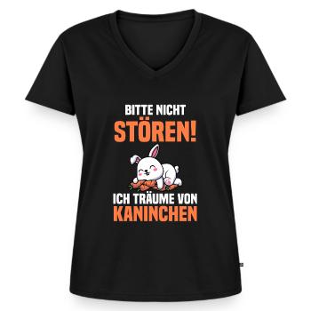 Nagetier Hase Kaninchen - Frauen Premium Bio T-Shirt mit V-Ausschnitt - Schwarz - Vorne - AI Model Female 172 light (172cm)